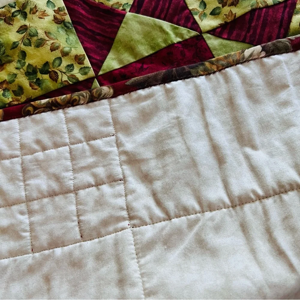 Handmade Patchwork Quilt with Appliqué 44”x44” Wall Hanging or Table Topper
